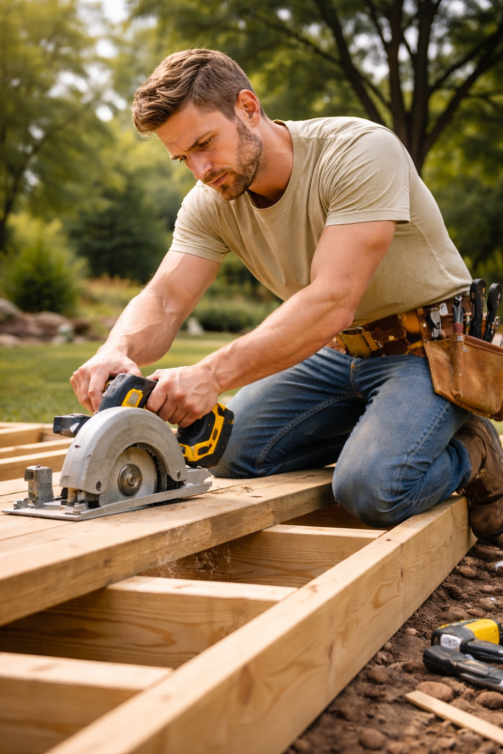 Decked Out 365 field operations build crew member working in the field